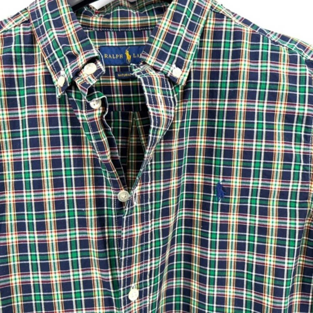 Ralph Lauren Boys XL (18-20) Pre-Owned‎ Plaid Natural Stretch Button Down Shirt